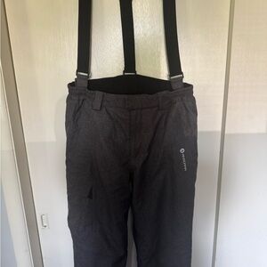 Andorra  Men's Charcoal Cargo Snow Pants with Suspenders